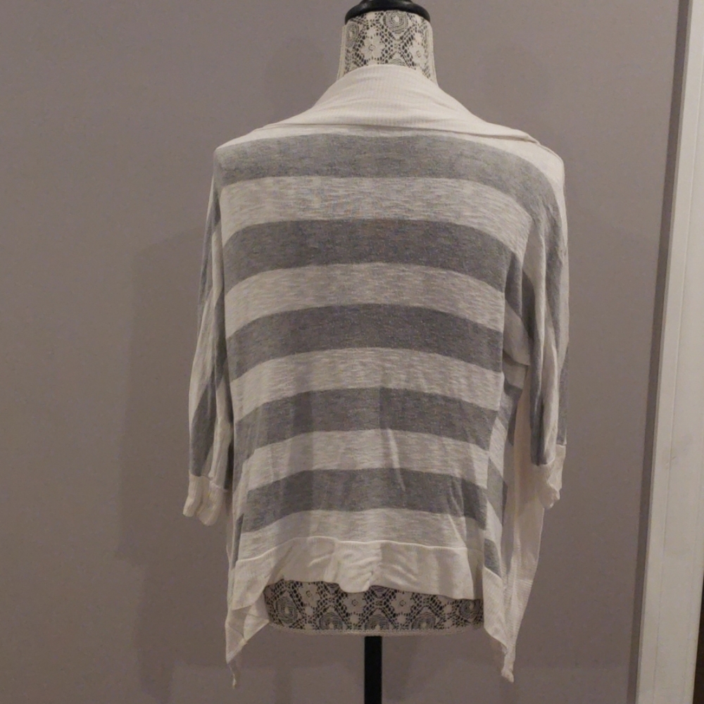 Gray and White Striped Cardigan from Francesca's